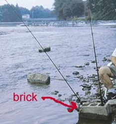This brick can be used to hold poles while  bank fishing